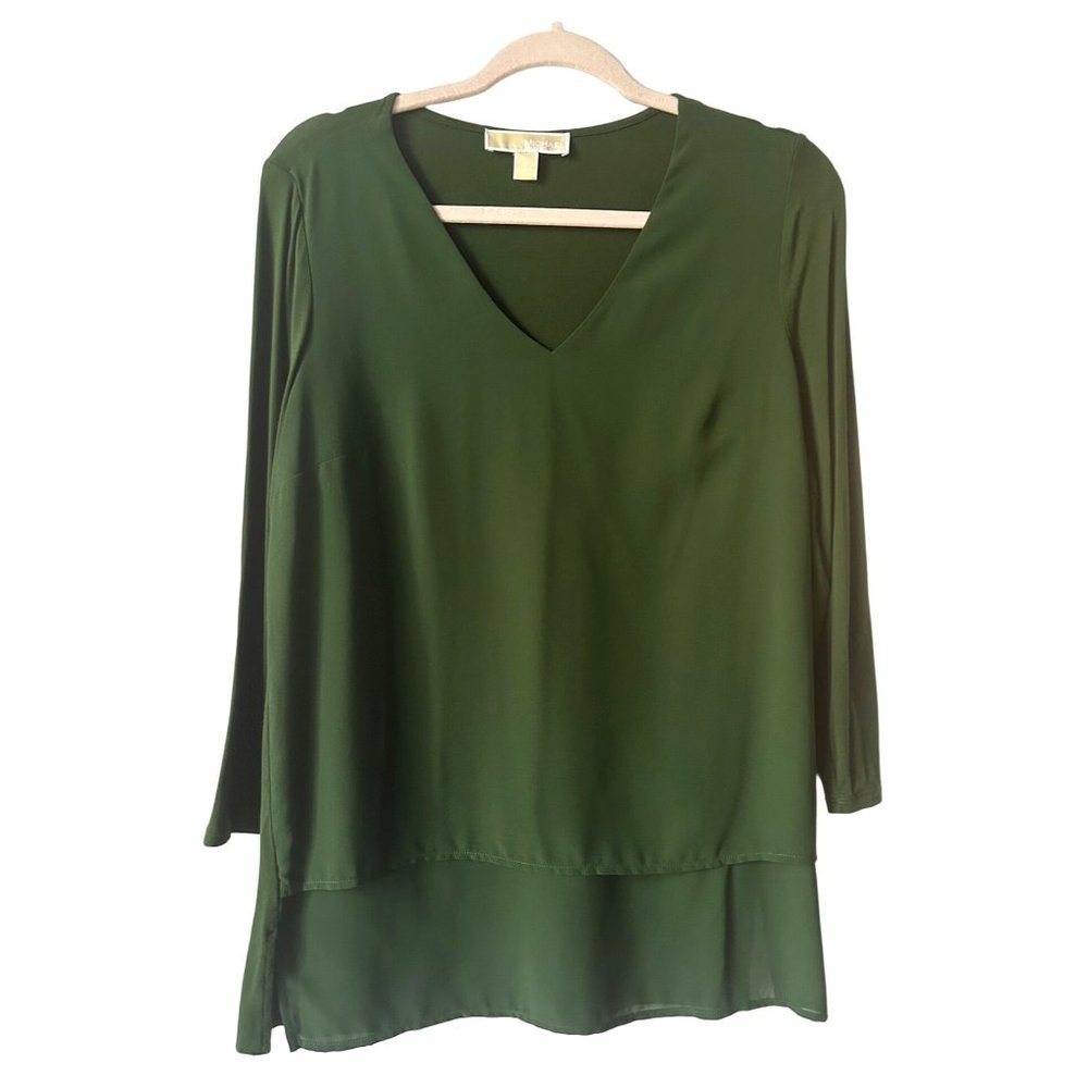 Michael Kors Women's Green Layered Look Pullover Blouse Size Small